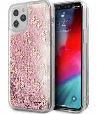Guess 4G Liquid Glitter Case - iPhone 12 Pro Max (6.7") - Roze