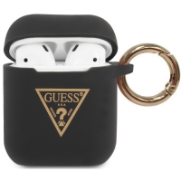 Guess Silicone Triangle Case voor Apple Airpods 1 & 2 - Zwart