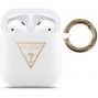 Guess Silicone Triangle Case voor Apple Airpods 1 & 2 - Wit