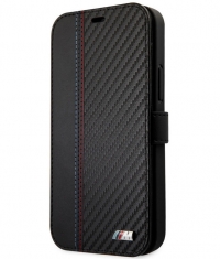 BMW M Tricolor Carbon Book Case - iPhone 12/12 Pro (6.1") - Zwart