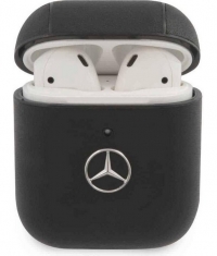 Mercedes-Benz Leather Case voor Apple Airpods 1 & 2 - Zwart