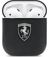 Ferrari Off-Track Leather Case - Apple Airpods 1 & 2 - Zwart