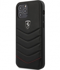 Ferrari Heritage Leather Hard Case iPhone 12/12 Pro (6.1") Zwart