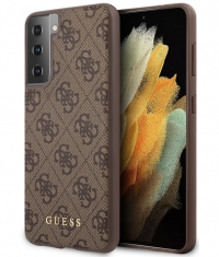 Guess 4G Backcover hoesje Samsung Galaxy S21 Plus (G996) - Bruin