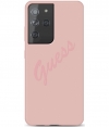 Guess Silicone Vintage Back Cover Samsung Galaxy S21 Ultra - Roze