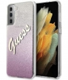 Guess Gradient Vintage Glitter Case - Samsung Galaxy S21+ Roze