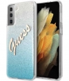 Guess Gradient Vintage Glitter Case - Samsung Galaxy S21+ Blauw