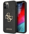 Guess Saffiano Metal 4G Hard Case - iPhone 12/12 Pro (6.1") Zwart