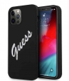 Guess Silicone Vintage Back Cover Apple iPhone 12/12 Pro - Zwart