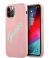 Guess Silicone Vintage Back Cover Apple iPhone 12/12 Pro - Roze