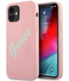 Guess Silicone Vintage Back Cover - Apple iPhone 12 Mini - Roze