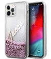 Guess Vintage Liquid Glitter Case iPhone 12 Pro Max (6.7") - Roze