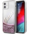 Guess Vintage Liquid Glitter Case - iPhone 12 Mini (5.4") - Roze