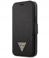 Guess Saffiano V-Stitch Book Case - iPhone 12 Mini (5.4") - Zwart