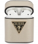 Guess Saffiano PU Leather Case - Apple Airpods 1&2 - Beige/Goud