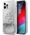 Guess Big 4G Liquid Glitter Case iPhone 12/12 Pro (6.1") - Zilver