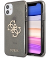 Guess 4G Logo Glitter TPU Cover - Apple iPhone 11 (6.1") - Zwart