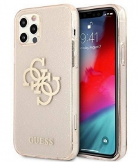 Guess 4G Logo Glitter TPU Apple iPhone 12 Pro Max (6.7") - Goud