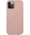 Guess Saffiano Vintage Back Case iPhone 12/12 Pro (6.1") - Roze