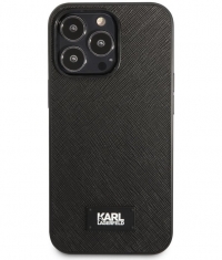 Karl Lagerfeld Saffiano Plaque Back Case - iPhone 13 Pro - Zwart
