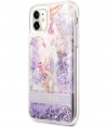 Guess Flower Liquid Glitter Case - Apple iPhone 11 (6.1") - Paars