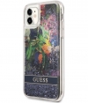 Guess Flower Liquid Glitter Case - Apple iPhone 11 (6.1") - Blauw