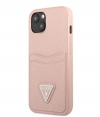 Guess Saffiano Card Back Case - Apple iPhone 13 (6.1") - Roze