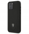 Ferrari Stitch Line Leather Case - iPhone 12 Pro Max (6.7") Zwart