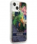 Guess Flower Liquid Glitter Case - Apple iPhone 13 (6.1") - Blauw