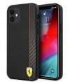 Ferrari Smooth Carbon Back Case - iPhone 12 Mini (5.4") - Zwart
