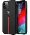 Ferrari Leather Nylon Stripe Case Apple iPhone 11 (6.1") - Zwart