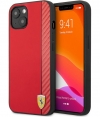 Ferrari Smooth Carbon Back Case - Apple iPhone 13 (6.1") - Rood