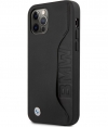 BMW Leather Card Slot Back Case - iPhone 12 Pro Max (6.7") Zwart