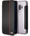 BMW M Carbon Book Case Samsung Galaxy S9 Plus - Zwart/Rood