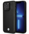 BMW Leather Diamond Back Case Apple iPhone 14 Pro (6.1") - Zwart
