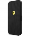 Ferrari Perforated Book Case - iPhone 12 Pro Max (6.7") - Zwart