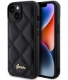 Guess Quilted Metal Logo Back Case - iPhone 15 (6.1") - Zwart
